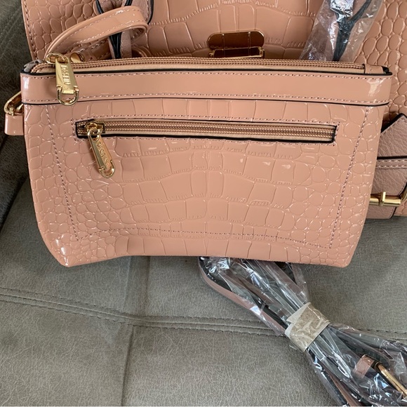 Peach Structured Satchel with Gold Accents - Picture 12 of 15